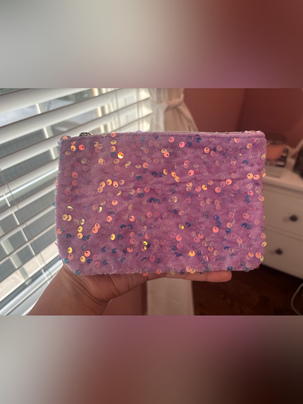 ipsy Pink Sequin Plush Makeup Pouch